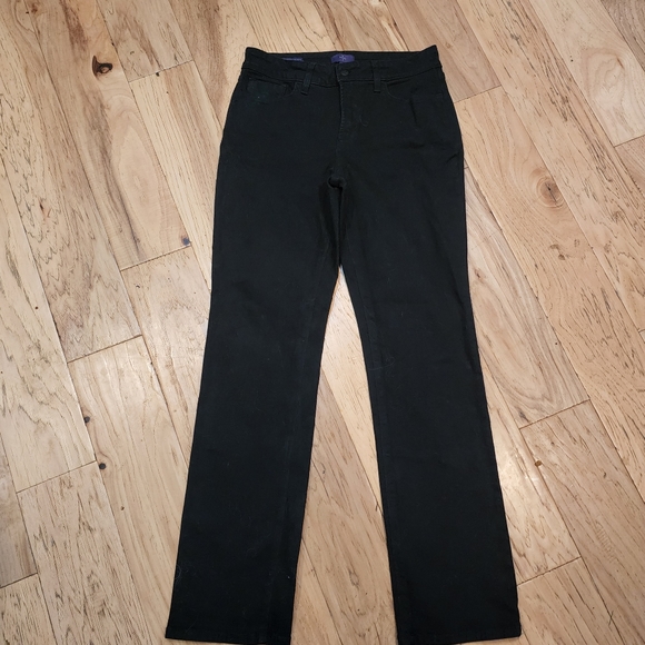 NYDJ Marilyn Straight Black Denim Jeans Five Pocket Design Size 6P - Picture 5 of 8